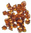 30 9mm Transparent Dark Topaz Three Petal Drop Flower Beads